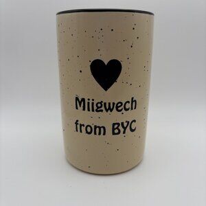 Creamy Speckled Off-White "Miigwech from BYC" Rustic Coffee Mug  (SKU: 303MI)